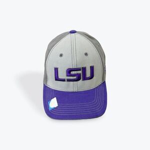 LSU Tigers Hat Captivating Headwear Grey Purple Adjustable Strapback Cap NCAA